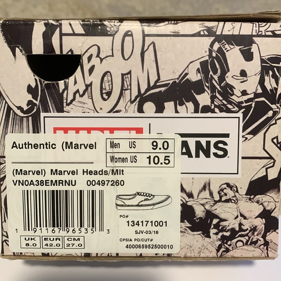 VANS x MARVEL Low Lace Up Sneaker. Mens Sz. 9 Multicolor 134171001 pre-owned - Picture 9 of 9